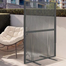 Paravento decorativo 80 x 150 cm RIO Cordame effetto rattan e metallo grigio antracite