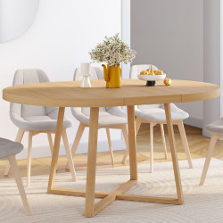 Tavolo da pranzo rotondo allungabile 4-8 persone effetto faggio 110-150 cm - SELMA | IdMarket