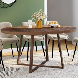 SELMA tavolo da pranzo rotondo allungabile 4-8 persone noce 110-150 cm