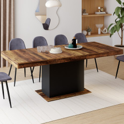 Tavolo da pranzo allungabile in legno scuro e nero 6-10 persone - EDEN | ID Market