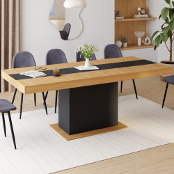 Tavolo da pranzo allungabile in legno con fascia centrale nera - EDEN | ID Market