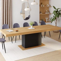 Tavolo da pranzo allungabile in legno e nero per 10-12 persone - EDEN | ID Market