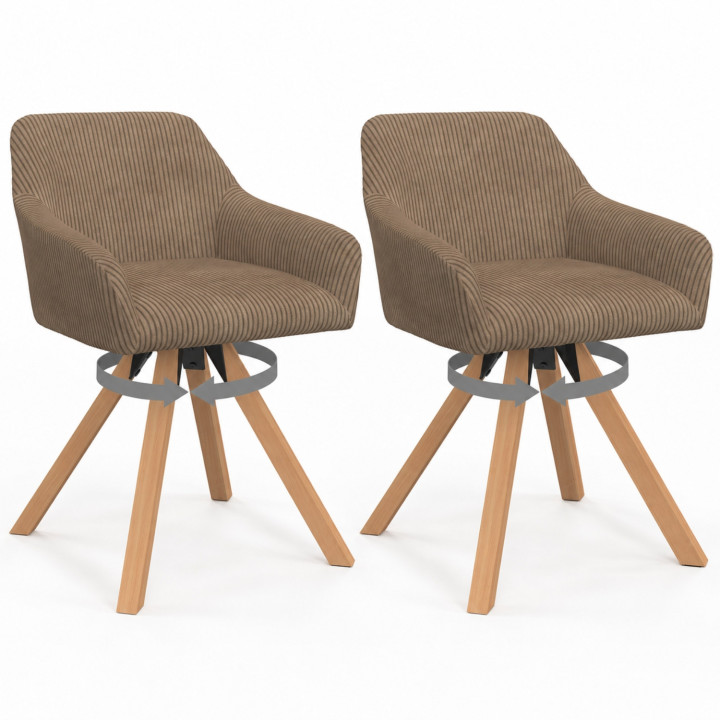Set di 2 sedie da pranzo in velluto a coste color tortora - JANY | IdMarket