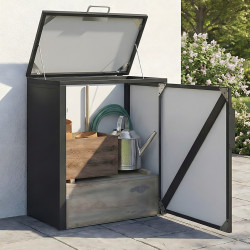 Armadio da giardino in metallo 70 x 40 x 80 cm grigio antracite con tetto sollevabile, doppia anta e ripiano