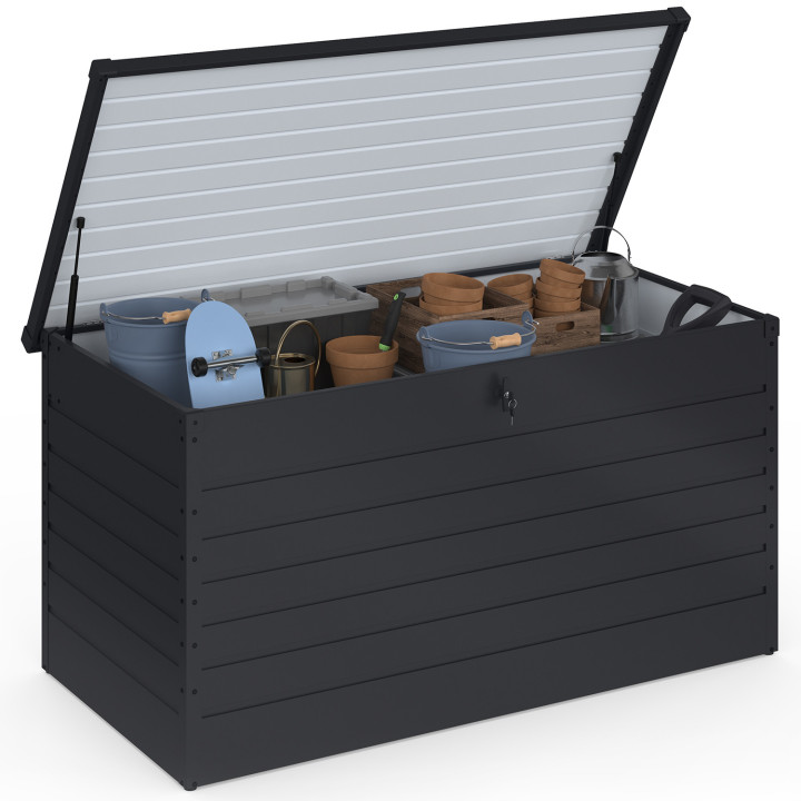Cassetta in metallo con serratura grigio antracite per giardino 1250L 175x95x90 cm | IdMarket