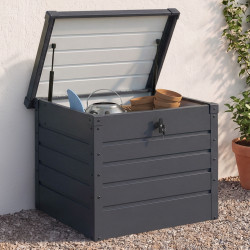 Cassetta da giardino in metallo con serratura grigio carbone 200L | ID Market
