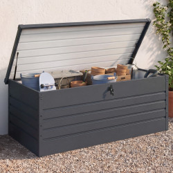 Cassetta da giardino in metallo con serratura grigio carbone 600L | ID Market