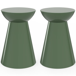 Set di 2 tavolini rotondi, tavolini da salotto, comodini ODETTE da 30 cm in metallo verde kaki