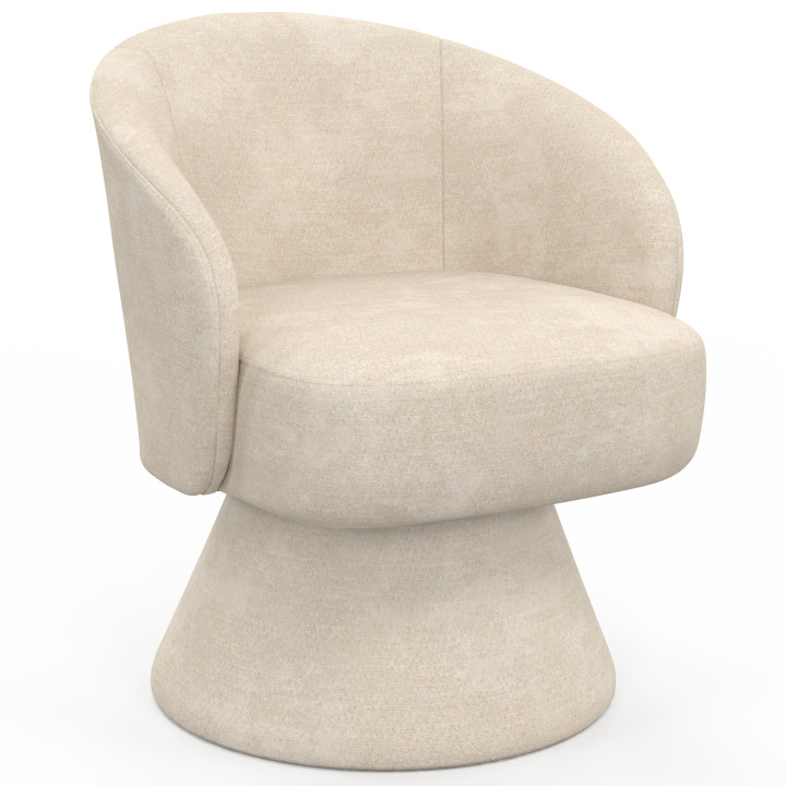 Poltrona girevole CYRUS in tessuto di ciniglia beige