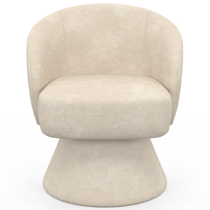 Poltrona girevole CYRUS in tessuto di ciniglia beige