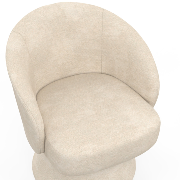 Poltrona girevole CYRUS in tessuto di ciniglia beige