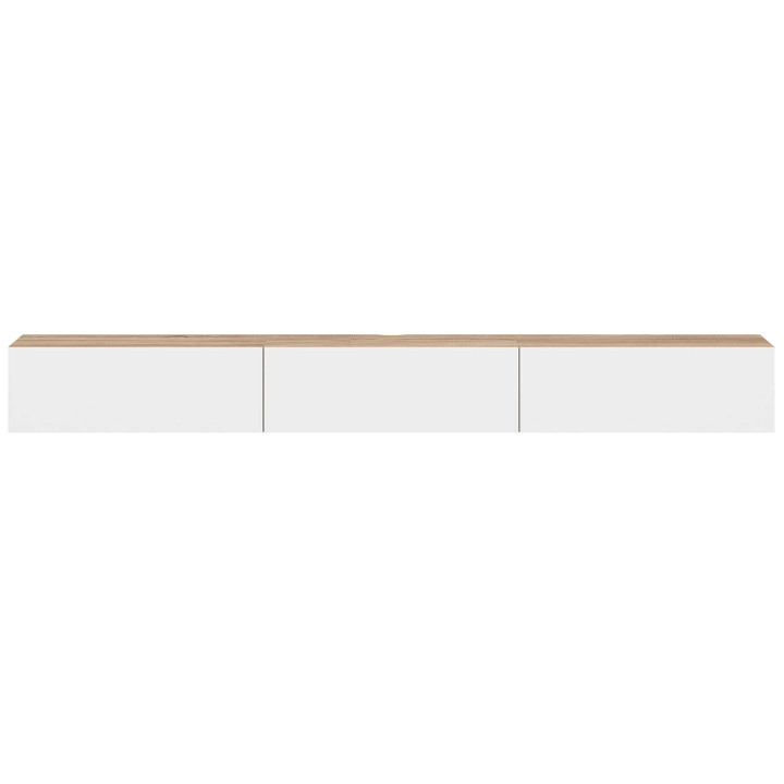 Mobile TV sospeso da 270 cm con 3 ante in legno e bianco - ELIO | IdMarket