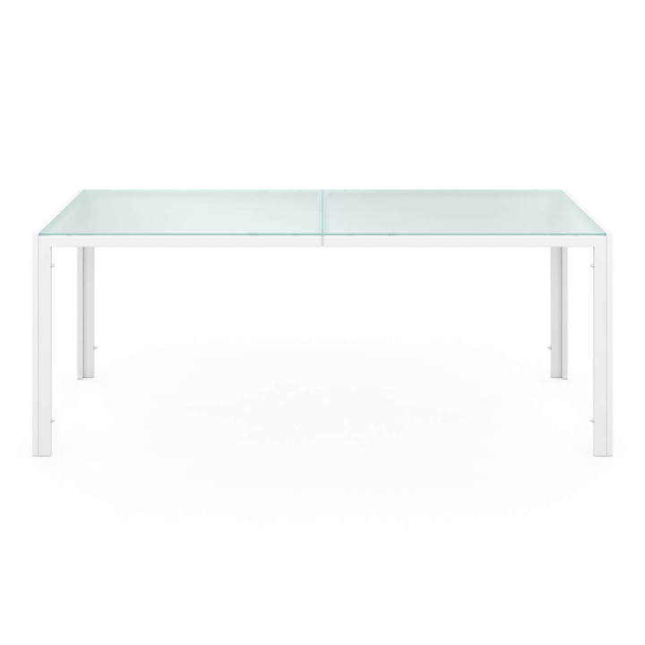 Set di mobili da giardino MADRID 190cm tavolo e 8 sedie impilabili bianco e grigio