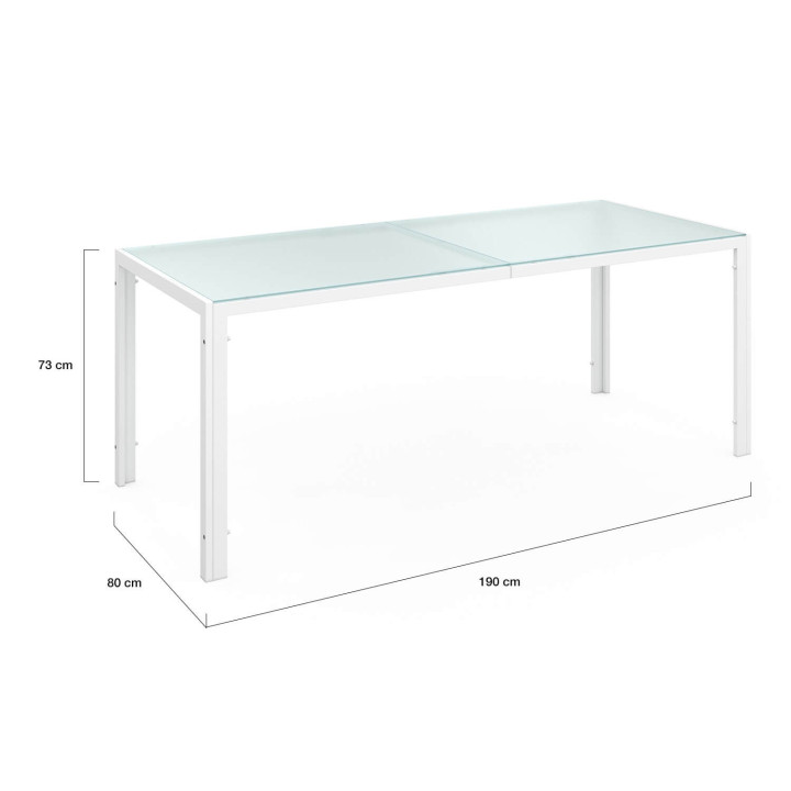 Set di mobili da giardino MADRID 190cm tavolo e 8 sedie impilabili bianco e grigio