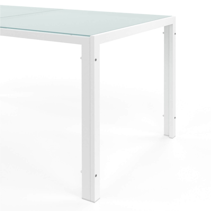 Set di mobili da giardino MADRID 190cm tavolo e 8 sedie impilabili bianco e grigio