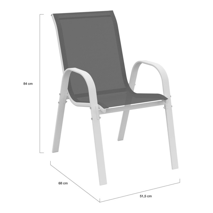 Set di mobili da giardino MADRID 190cm tavolo e 8 sedie impilabili bianco e grigio