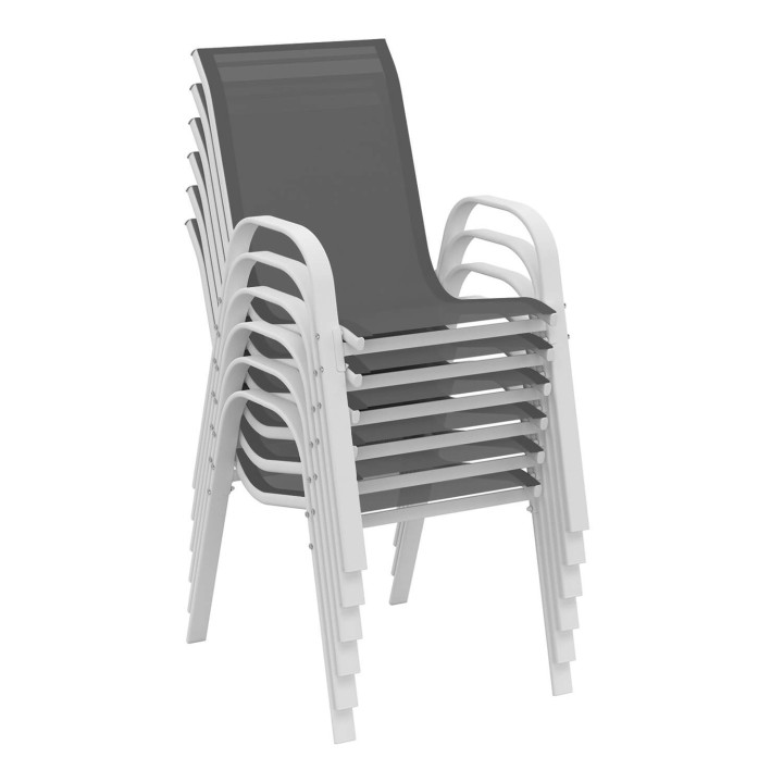 Set di mobili da giardino MADRID 190cm tavolo e 8 sedie impilabili bianco e grigio