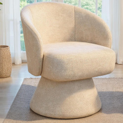 Poltrona girevole CYRUS in tessuto di ciniglia beige