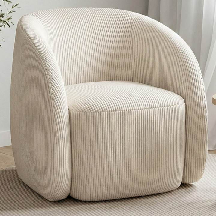 Poltrona CORI in velluto a coste beige