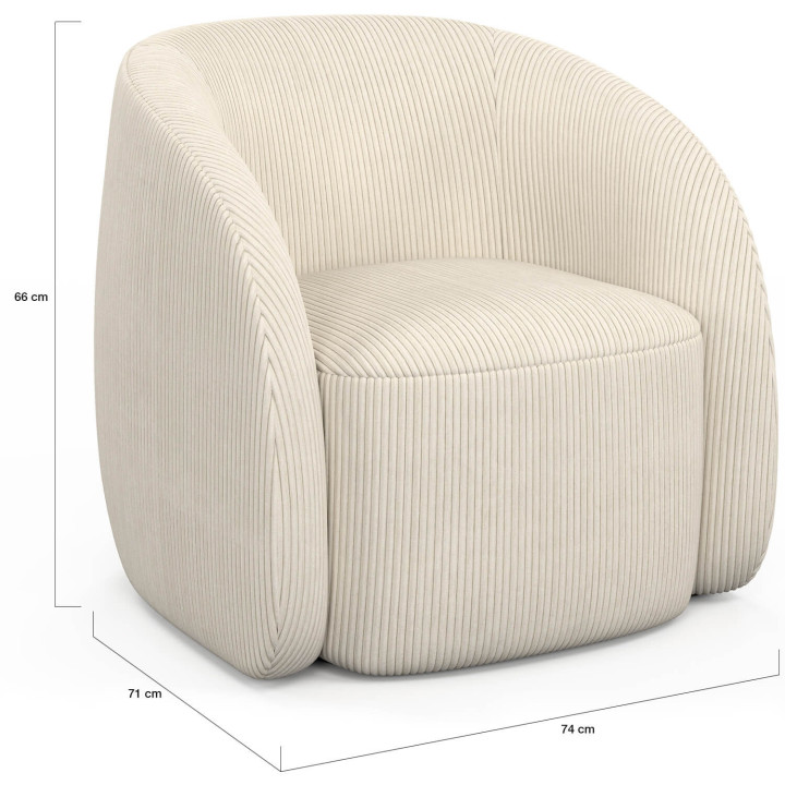 Poltrona CORI in velluto a coste beige