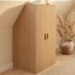 JULIETTE Armadio a 2 ante inclinate 60 x 50 x 70/110 cm con doghe in legno color rovere