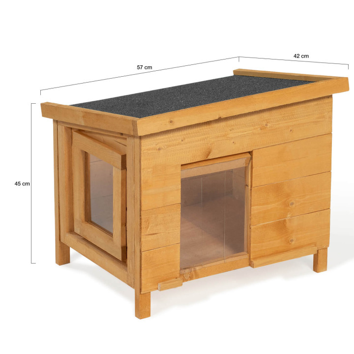 Casetta per gatti in legno con porta e finestra | ID Market
