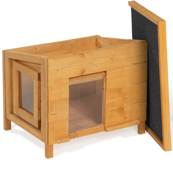 Casetta per gatti in legno con porta e finestra | ID Market