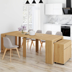 Tavolo da pranzo allungabile JULIETTE per 10 persone, 235 cm, effetto doghe in legno, colore rovere