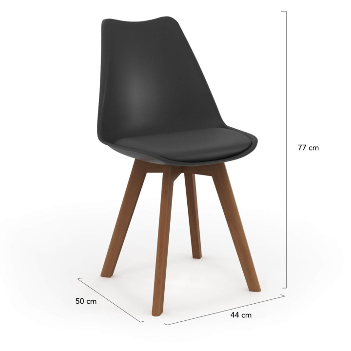 Sedie scandinave nere con gambe scure - Set di 6 - SARA