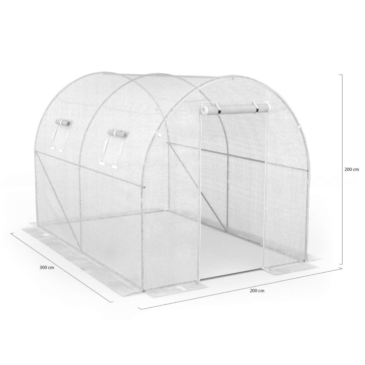 Serra a tunnel da giardino 6m² economica telone bianco 3 cerchi