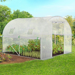 Serra a tunnel da giardino 6m2 telone bianco economico 3 cerchi