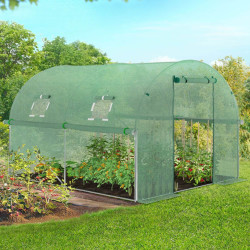 Serra a tunnel da giardino 6m² economico telone verde 3 cerchi| ID Mercato
