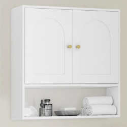 Mobile da bagno sospeso ARSENE, armadio a parete con 2 ante e ripiano in legno bianco