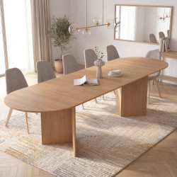 Tavolo da pranzo ovale allungabile MARTHE 6-12 persone effetto faggio 200-300 cm