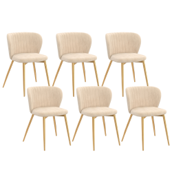 Set di 6 sedie KASIA in velluto beige con gambe dorate